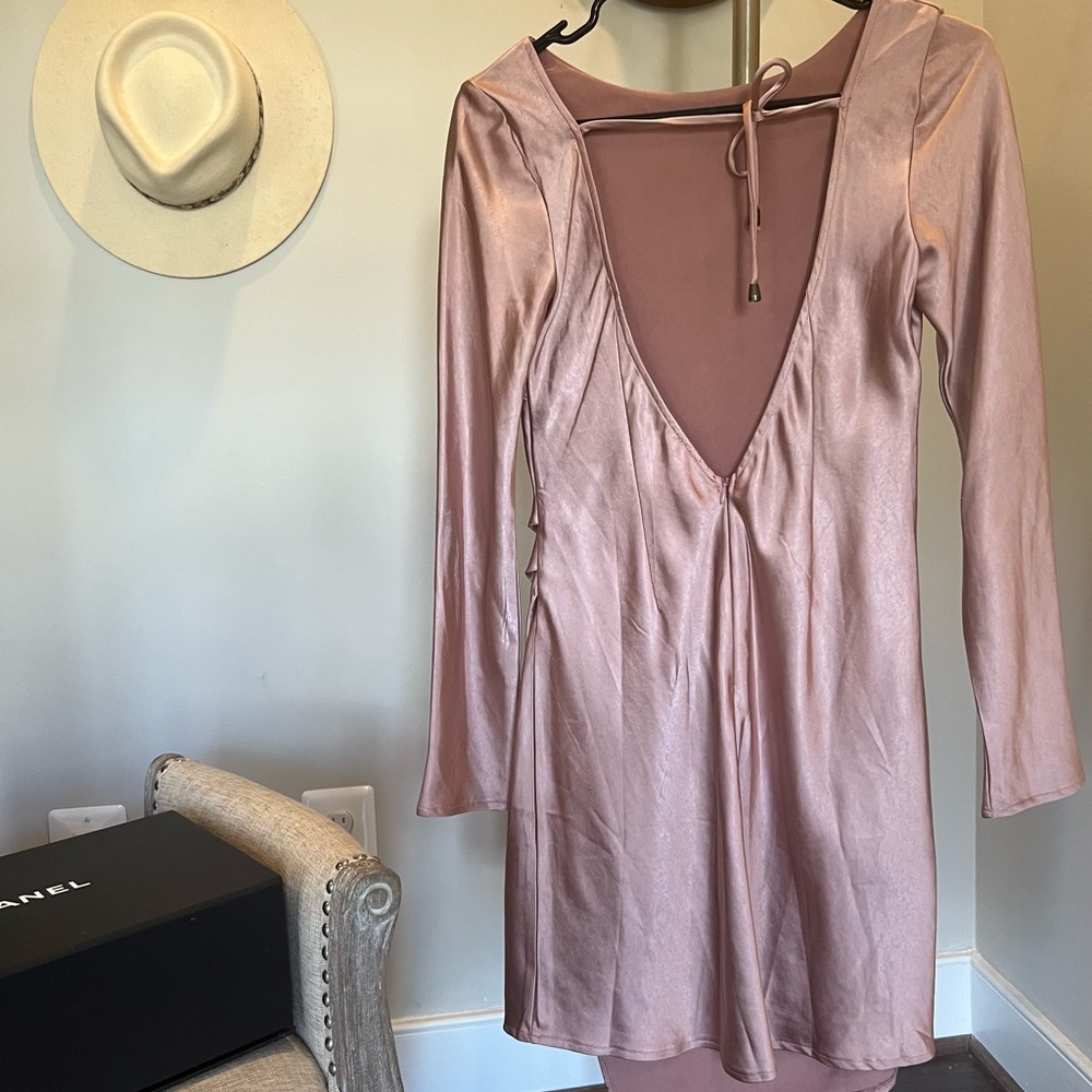 Satin backless mini dress
